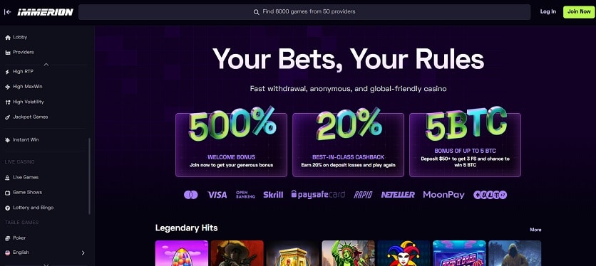 Recensione del sito di Immerion Casino Recensione del sito di Immerion Casino